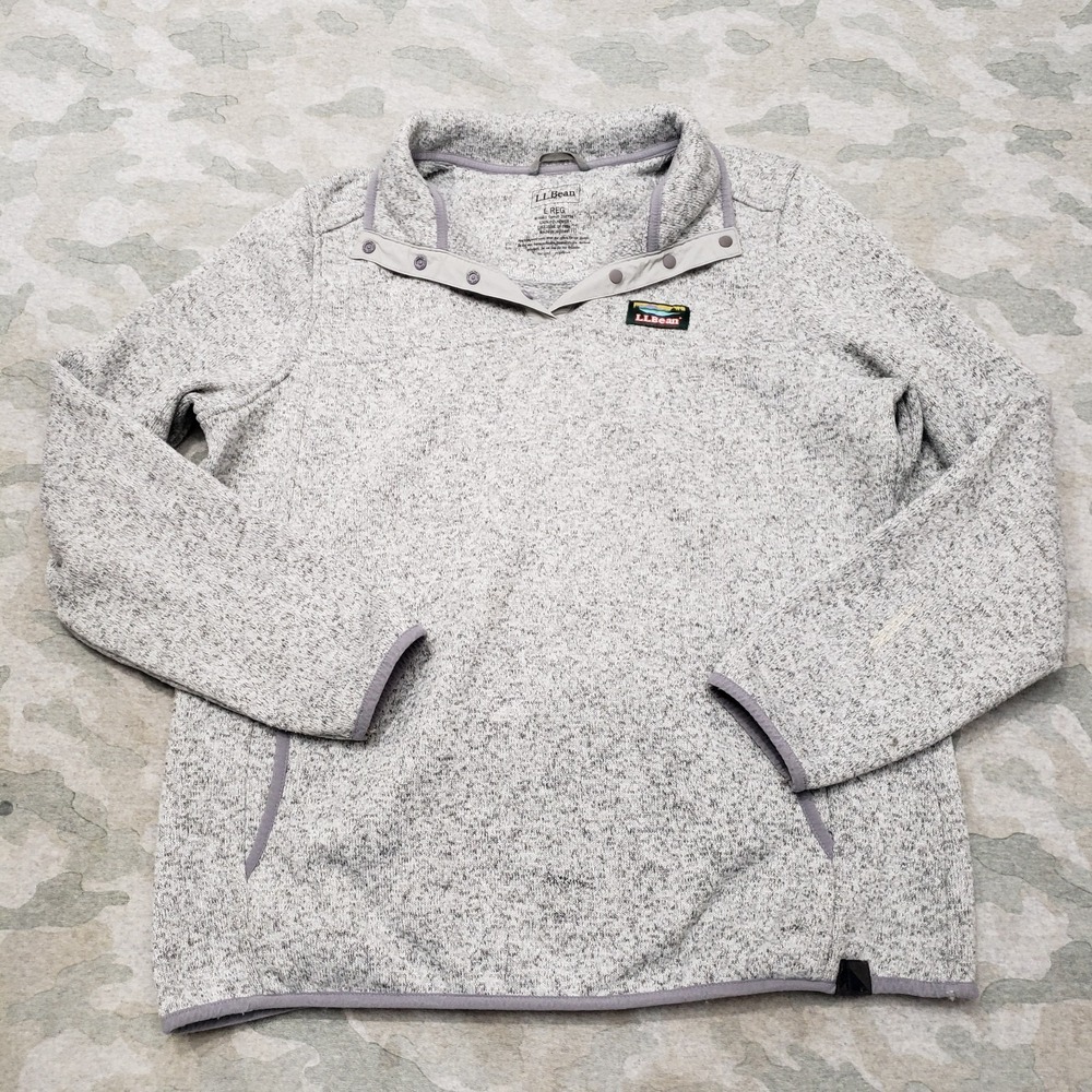 L.L. Bean Sweatshirt Womens Large Gray Pockets Long Sleeve